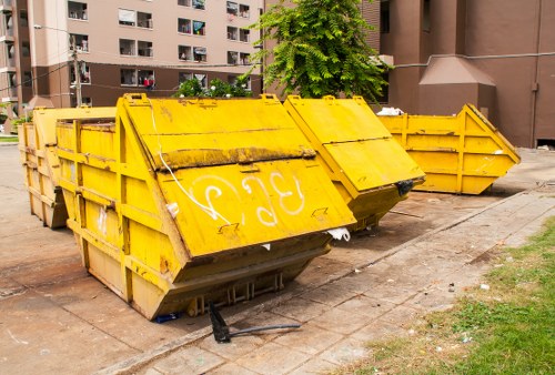 Construction site debris being cleared in Alperton