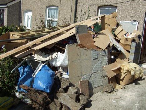 Waste clearance containers at a construction site